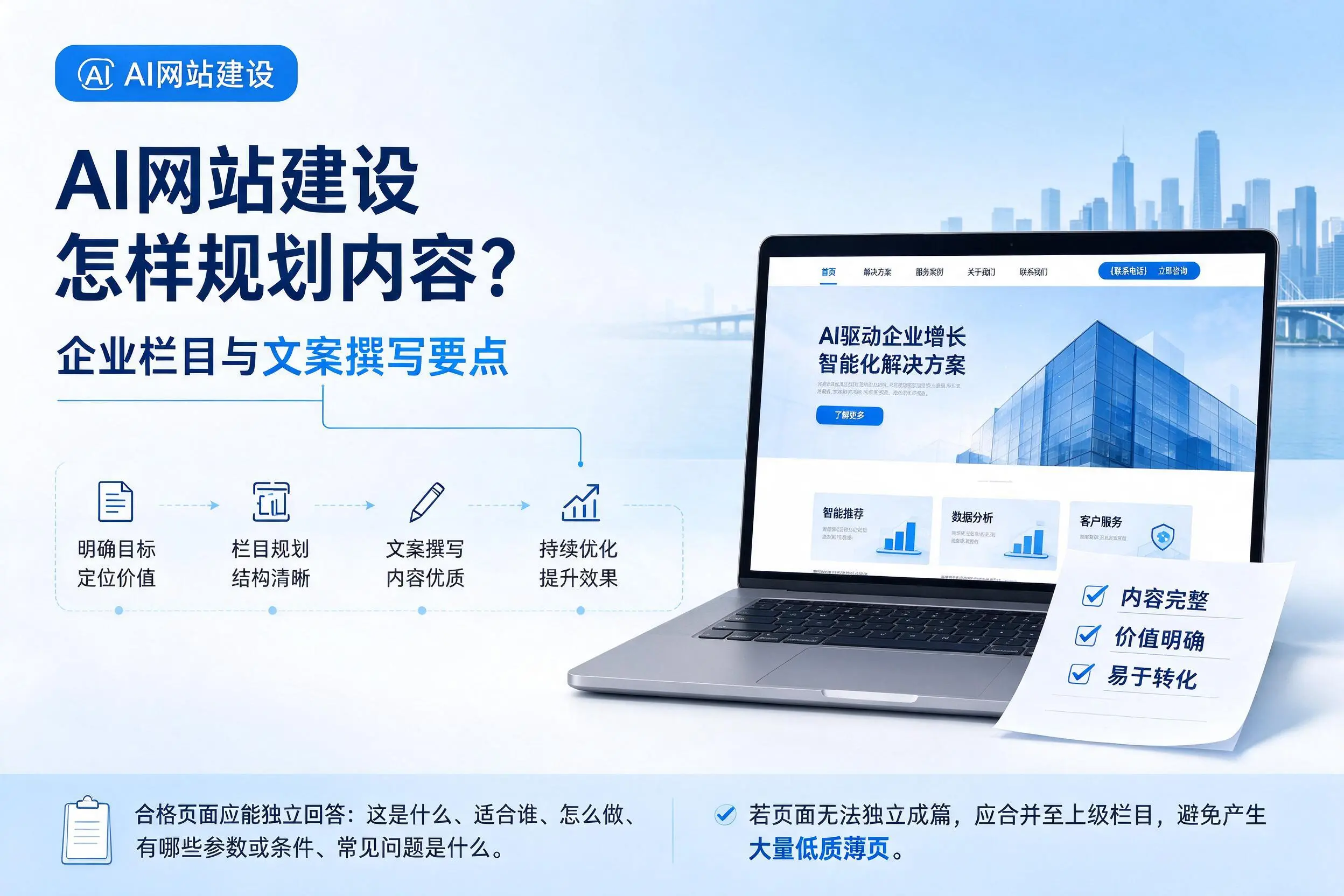 AI网站建设怎样规划内容？百色企业栏目与文案撰写要点